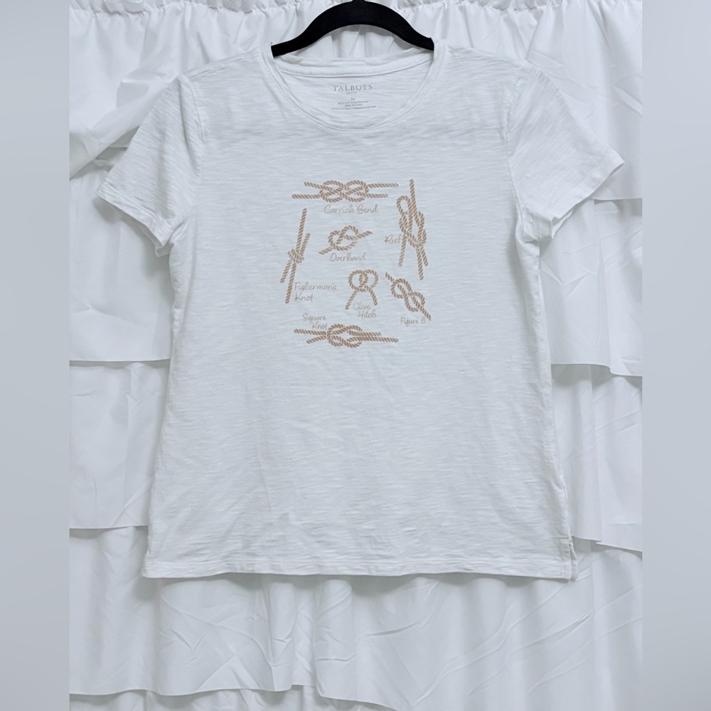 Talbots White Sailing Knots Graphic Tee
